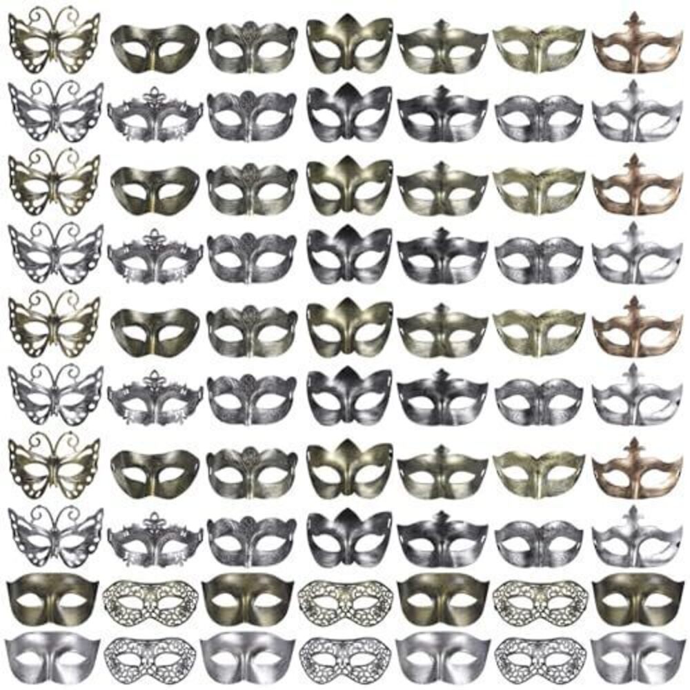 8938 120 PCS Vintage Half Face Masquerade Masks in 20 Styles